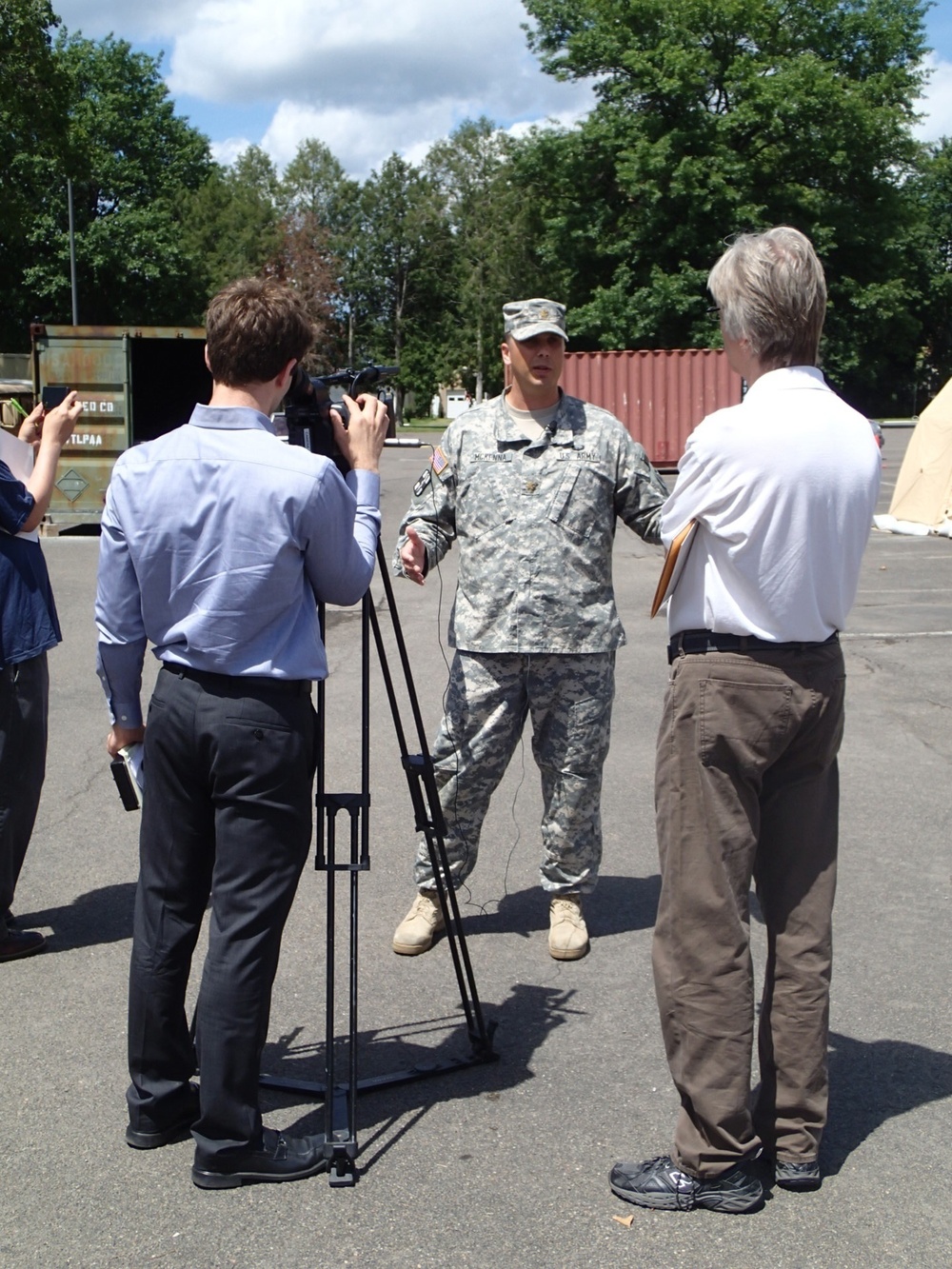 IRT Commander greets the media at Greater Chenango Cares IRT event.