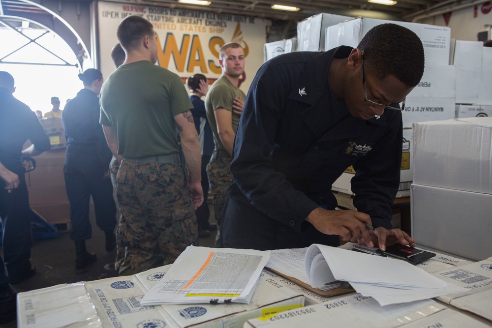 USS Wasp Performs Replenishment At Sea