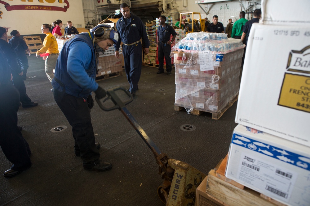 USS Wasp Performs Replenishment At Sea