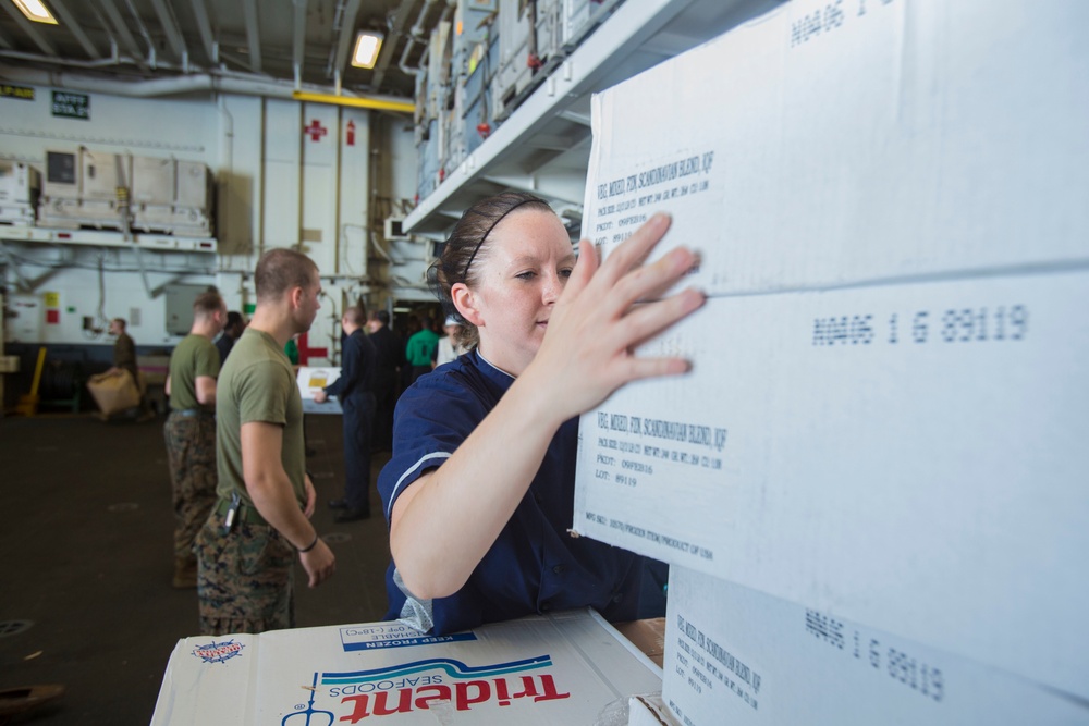 USS Wasp Performs Replenishment At Sea