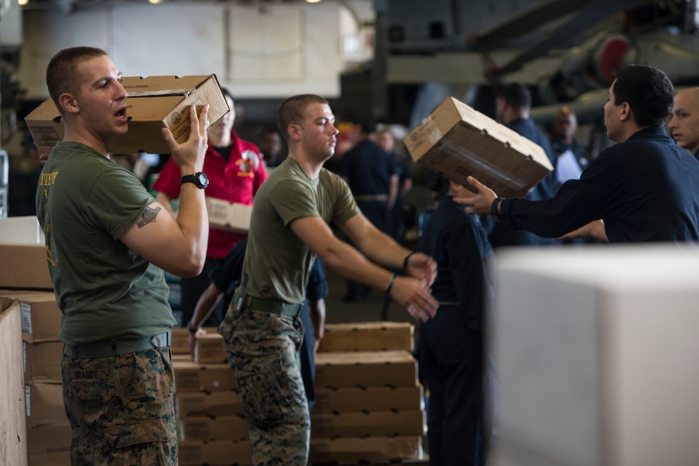 USS Wasp Performs Replenishment At Sea