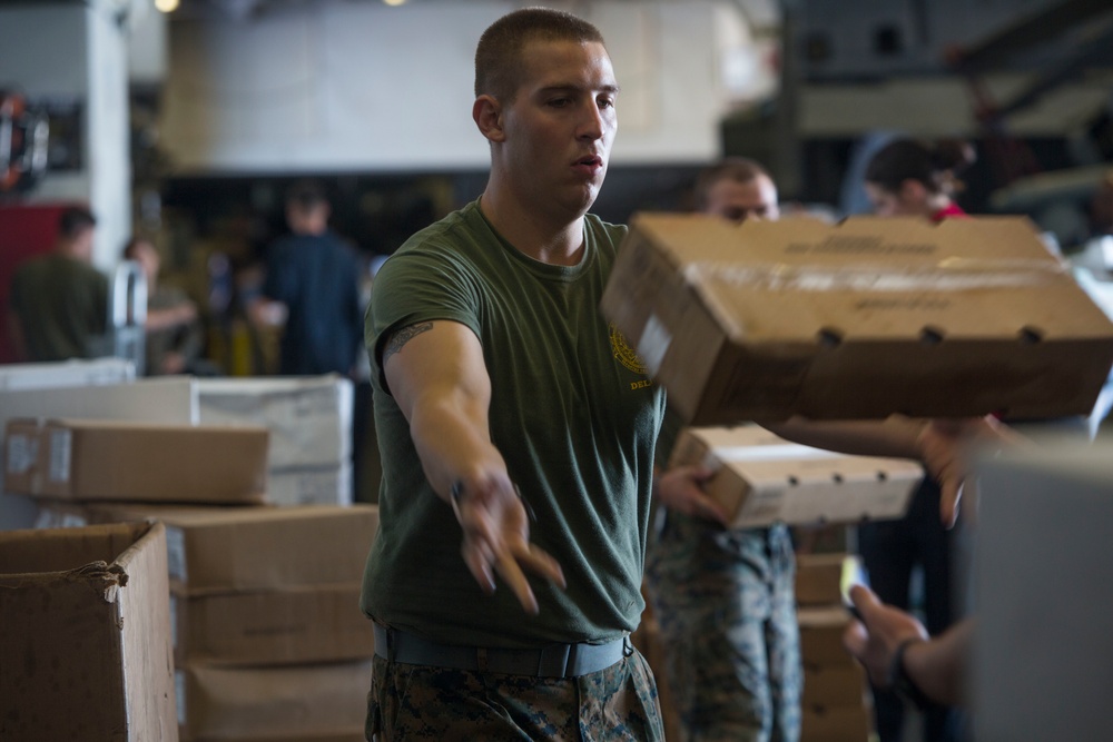 USS Wasp Performs Replenishment At Sea