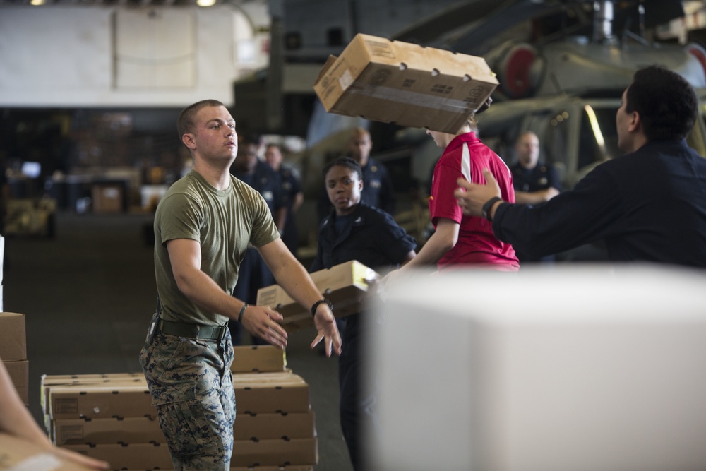 USS Wasp Performs Replenishment At Sea