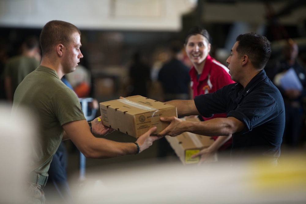 USS Wasp Performs Replenishment At Sea