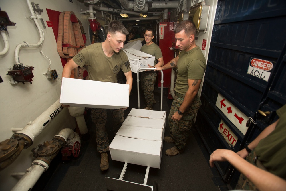 USS Wasp Performs Replenishment At Sea