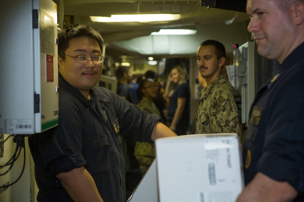 USS Wasp Performs Replenishment At Sea