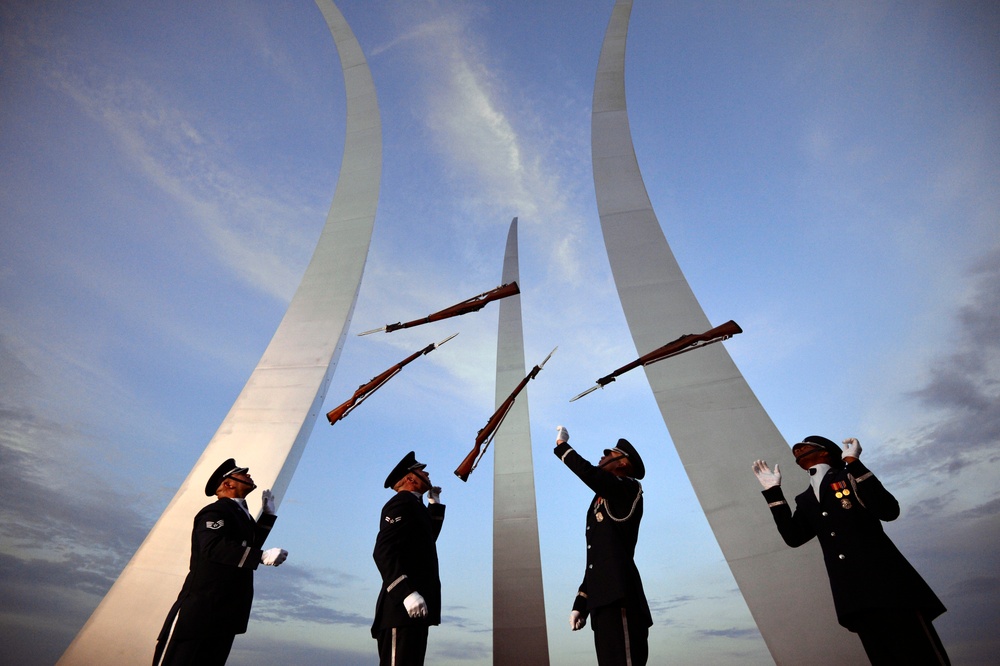 US Air Force Honor Guard Trains at Air Force Memorial