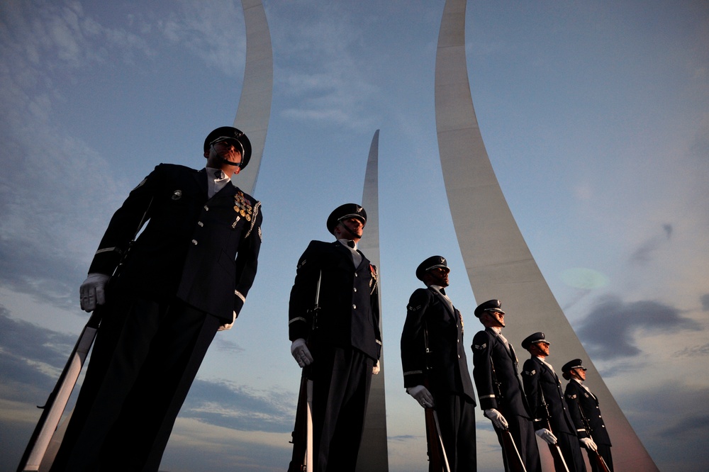 US Air Force Honor Guard Trains at Air Force Memorial