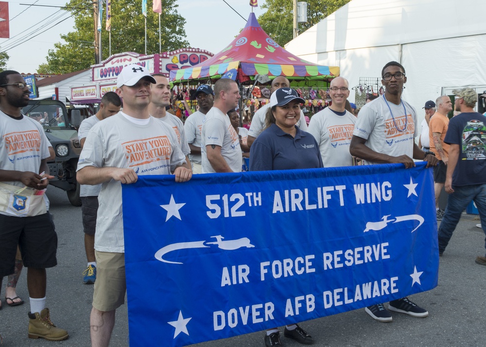 Airmen walk in Delaware State Fair Parade