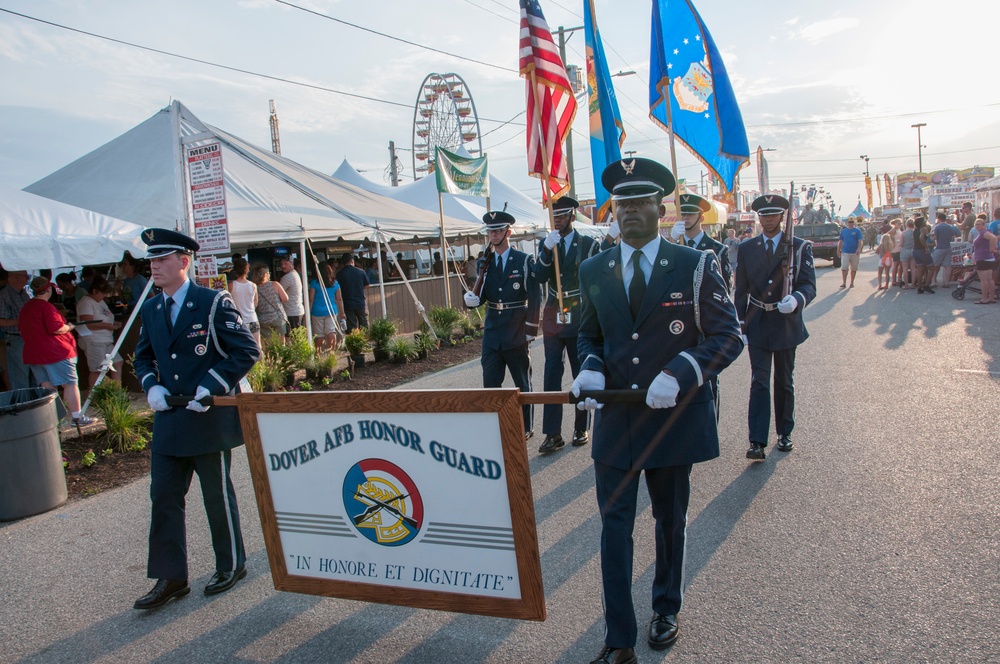 Airmen march at Delaware State Fair