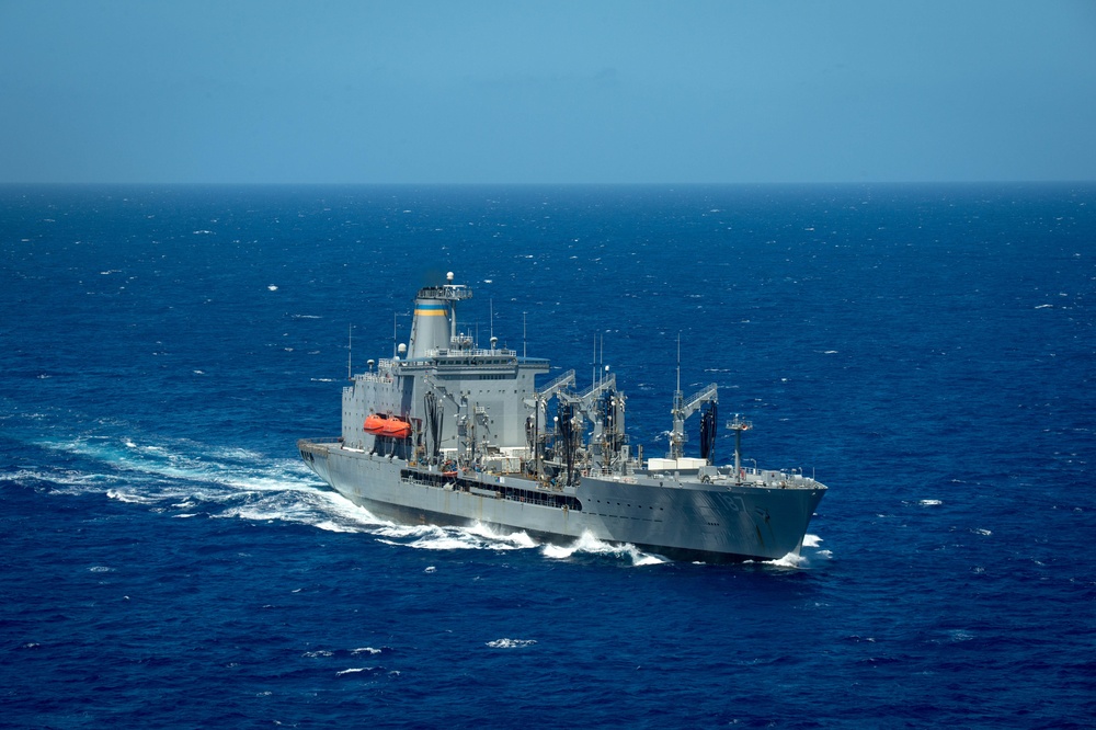 Forty Ships and Submarines Steam in Close Formation During RIMPAC - USNS Henry J. Kaiser (T-AO 187)