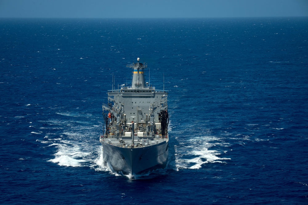 Forty Ships and Submarines Steam in Close Formation During RIMPAC - USNS Henry J. Kaiser (T-AO 187)