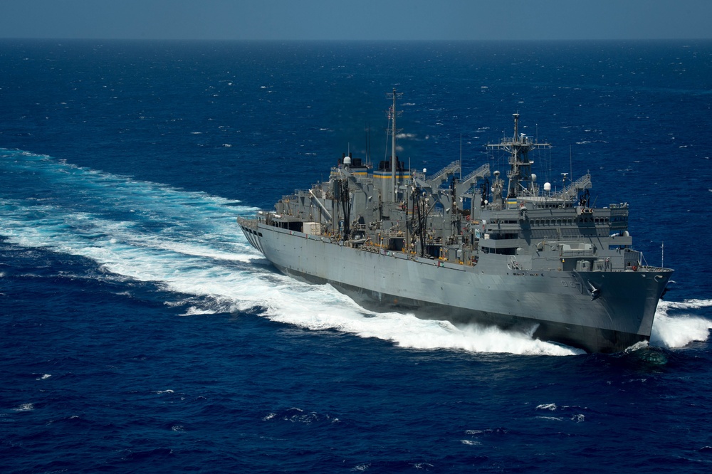 Forty Ships and Submarines Steam in Close Formation During RIMPAC - USNS Rainier (T-AOE 7)