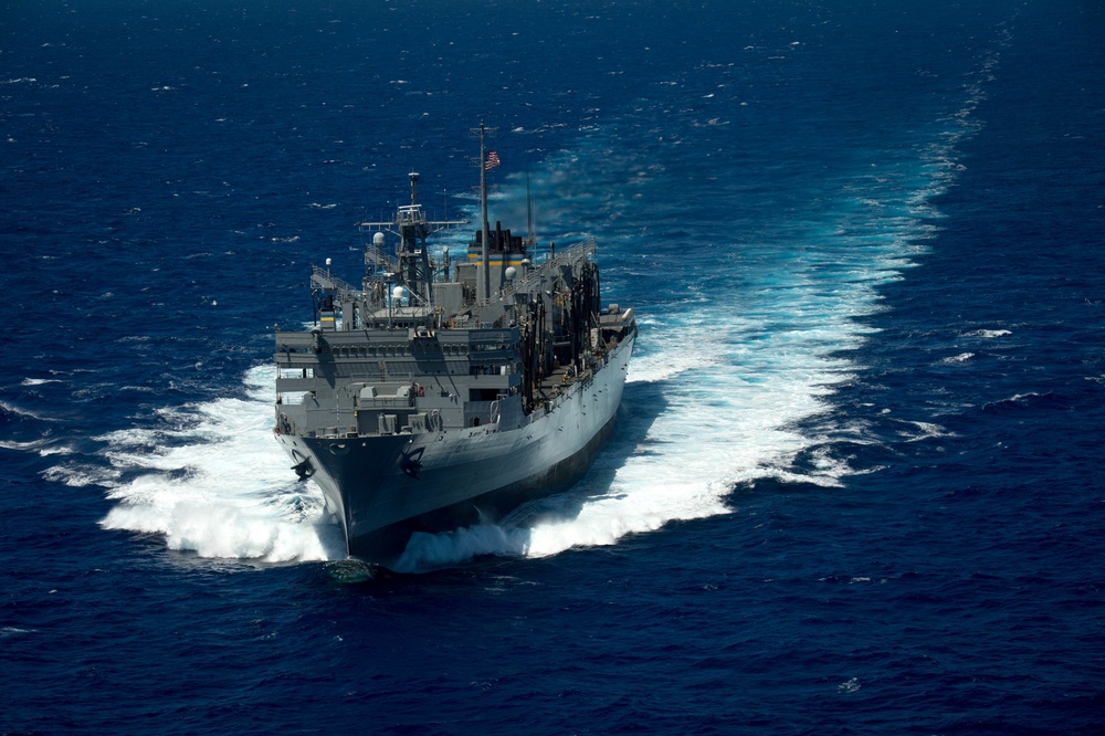 Forty Ships and Submarines Steam in Close Formation During RIMPAC - USNS Rainier (T-AOE 7)