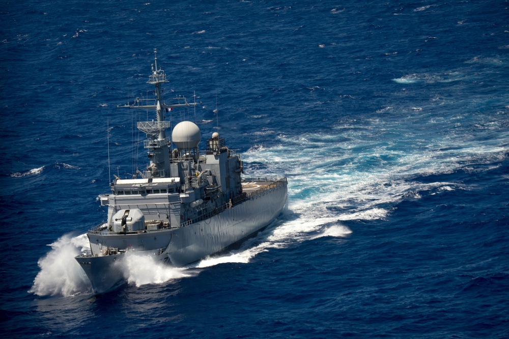 Forty Ships and Submarines Steam in Close Formation During RIMPAC - FS Prairial (F 731)