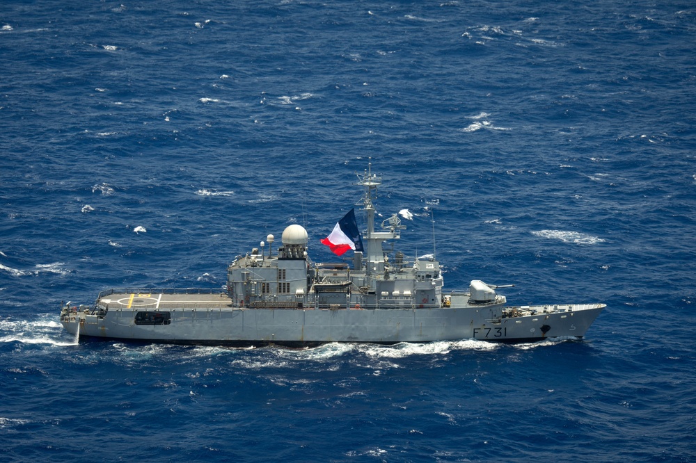 Forty Ships and Submarines Steam in Close Formation During RIMPAC - FS Prairial (F 731)