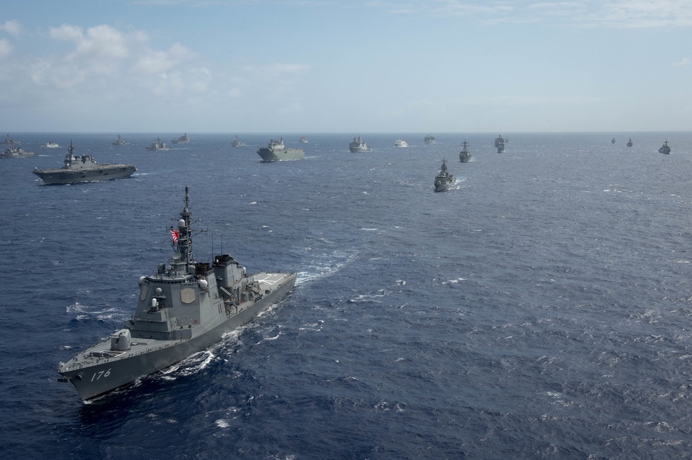 Forty Ships and Submarines Steam in Close Formation During RIMPAC - JS Chokai (DDG 176)