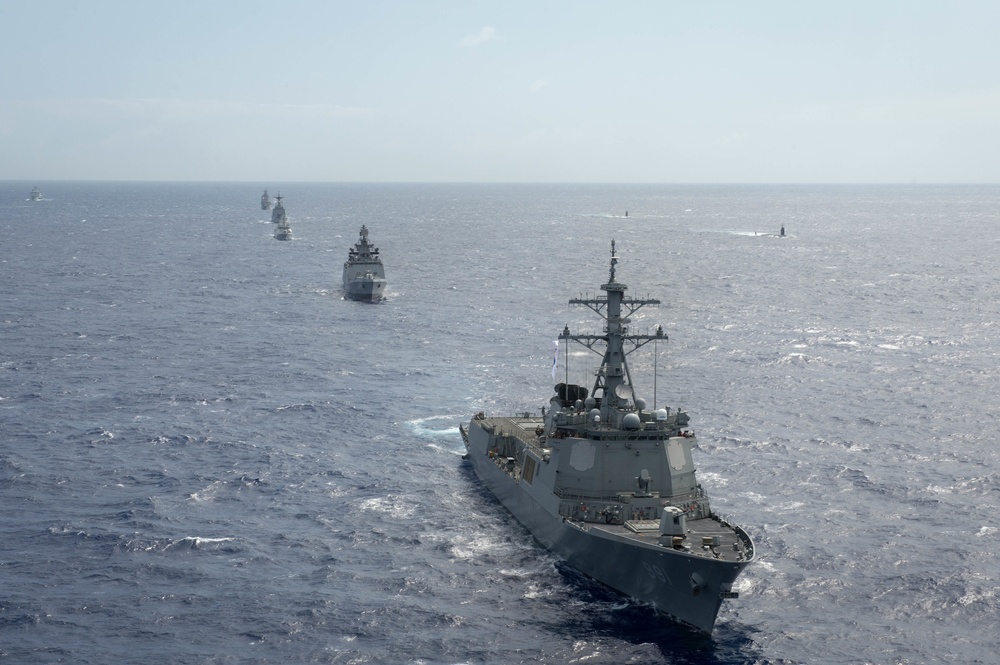 Forty Ships and Submarines Steam in Close Formation During RIMPAC - ROKS Sejong the Great (DDG 991)