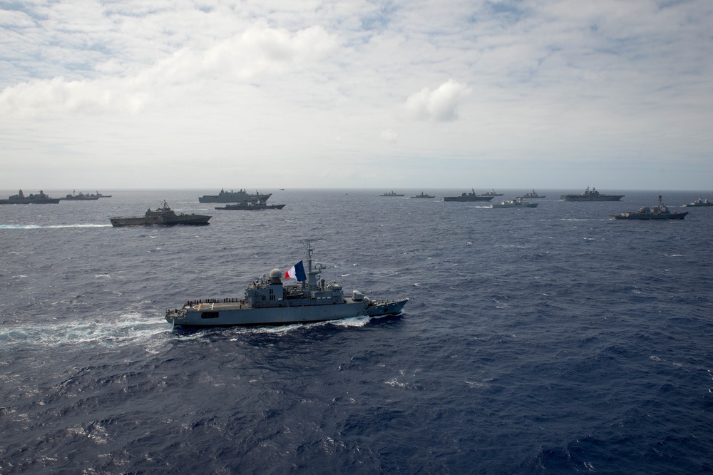 Forty Ships and Submarines Steam in Close Formation During RIMPAC - CNS Almirante Cochrane (FF 05)