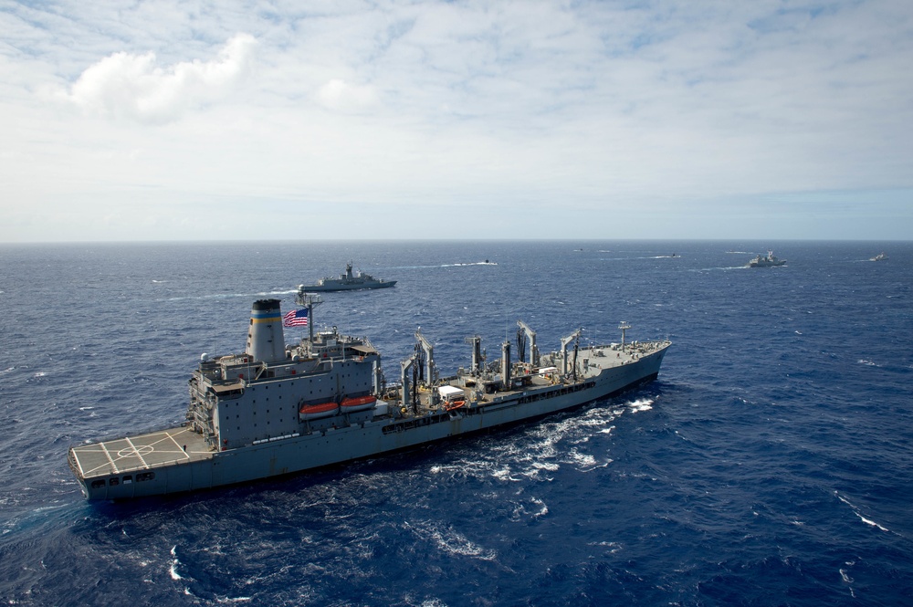 Forty Ships and Submarines Steam in Close Formation During RIMPAC - USNS Rappahannock (T-AO 204)