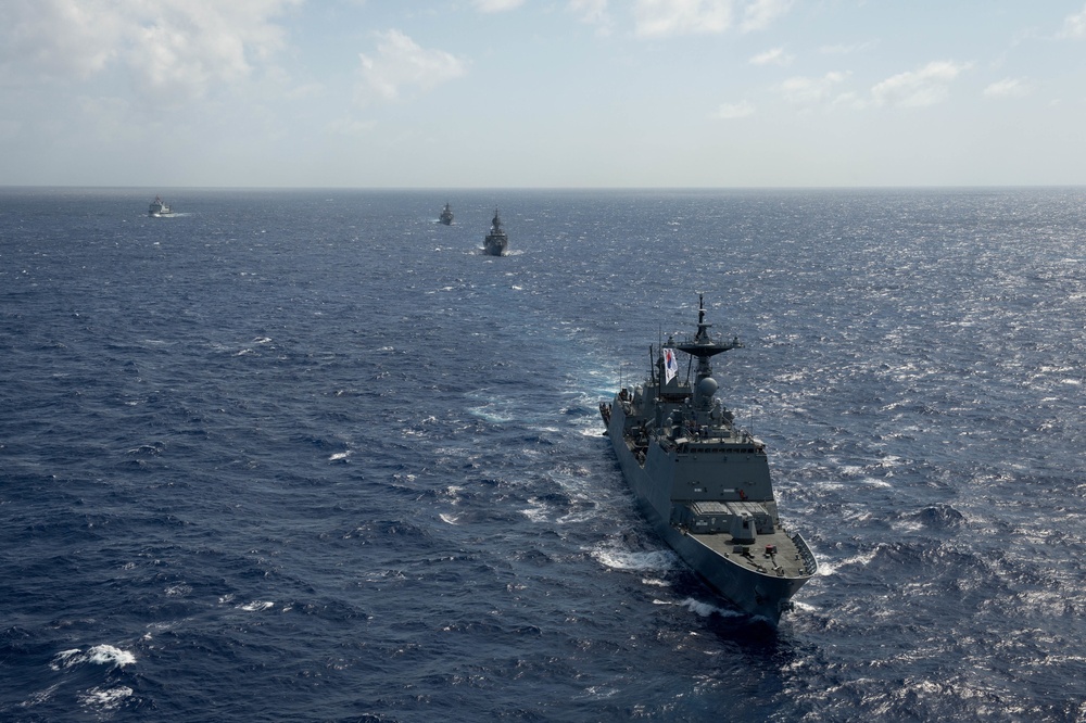 Forty Ships and Submarines Steam in Close Formation During RIMPAC - ROKS Kang Gam Chan (DDH 979)