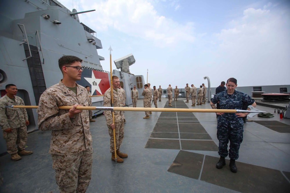 22nd MEU Marines, USS San Antonio Sailor train together in Corporals Course