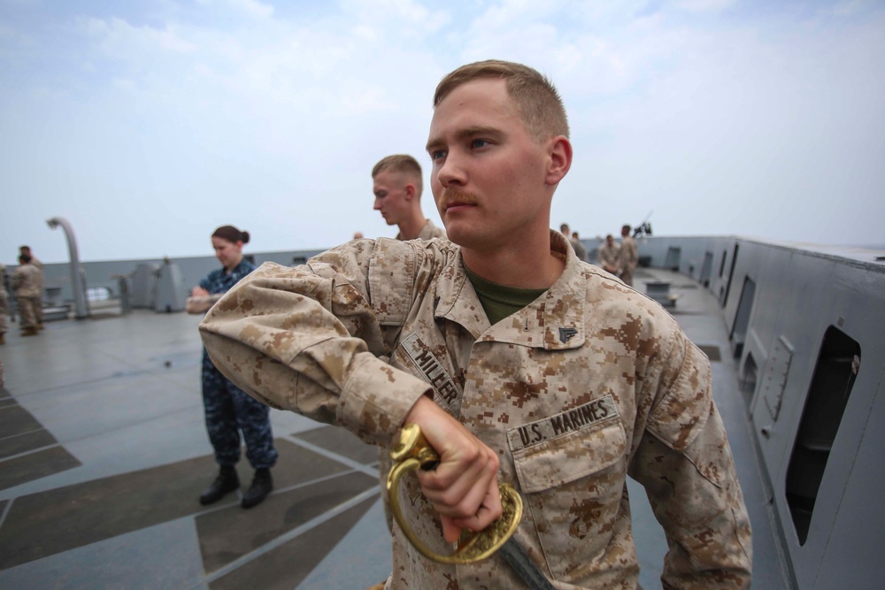 22nd MEU Marines, USS San Antonio Sailor train together in Corporals Course