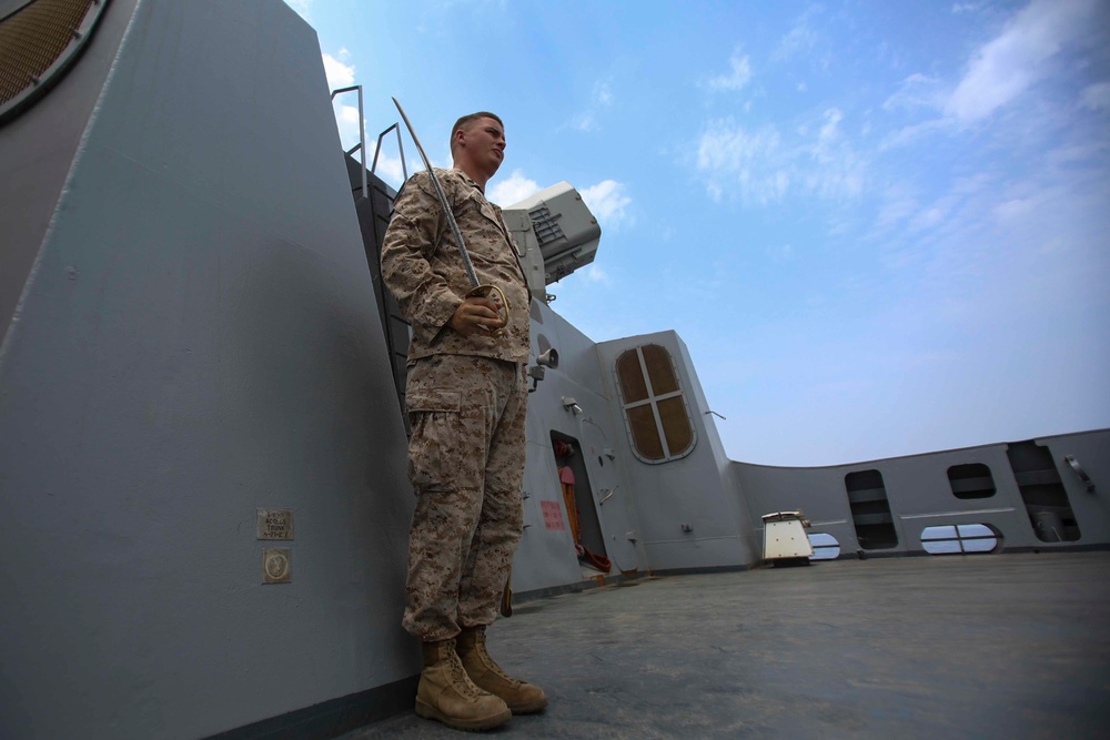 22nd MEU Marines, USS San Antonio Sailor train together in Corporals Course