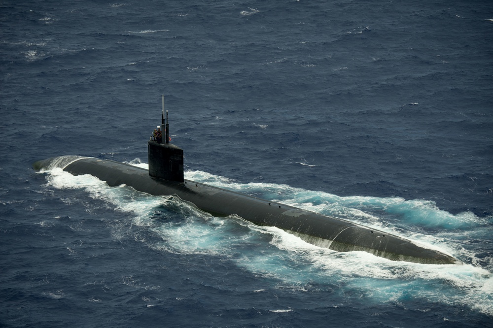 Forty Ships and Submarines Steam in Close Formation During RIMPAC - USS Cheyenne (SSN 773)
