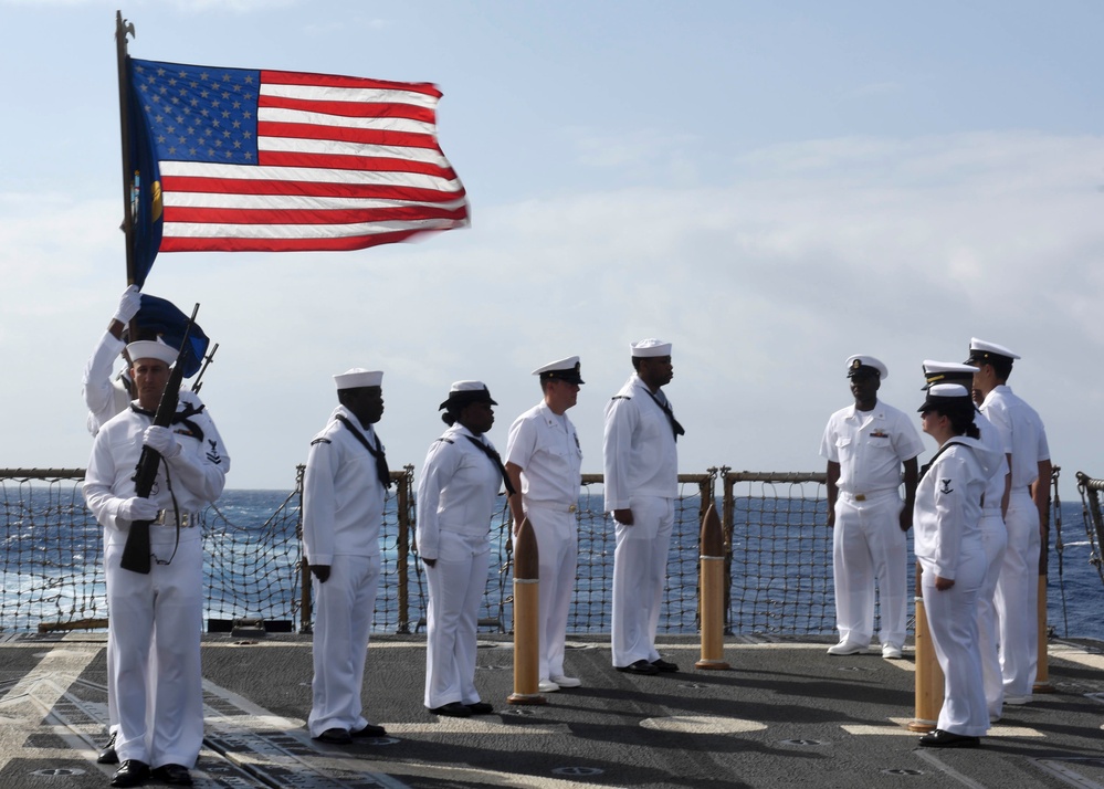 USS Pinckney conducts a Burial at Sea during RIMPAC 16