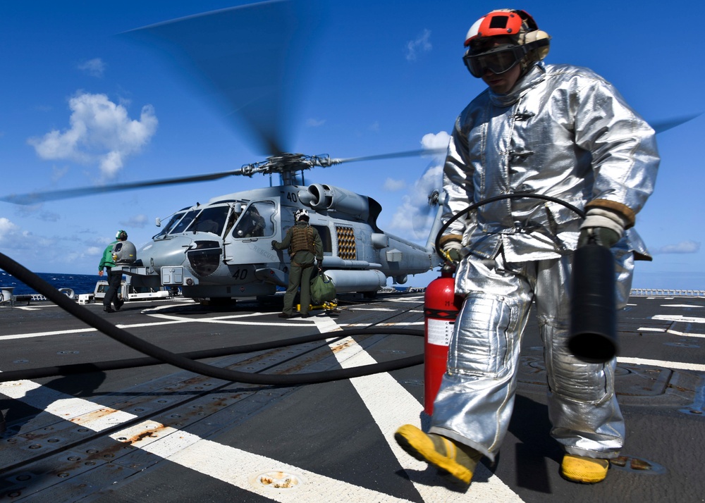 USS Shoup conducts flight operations