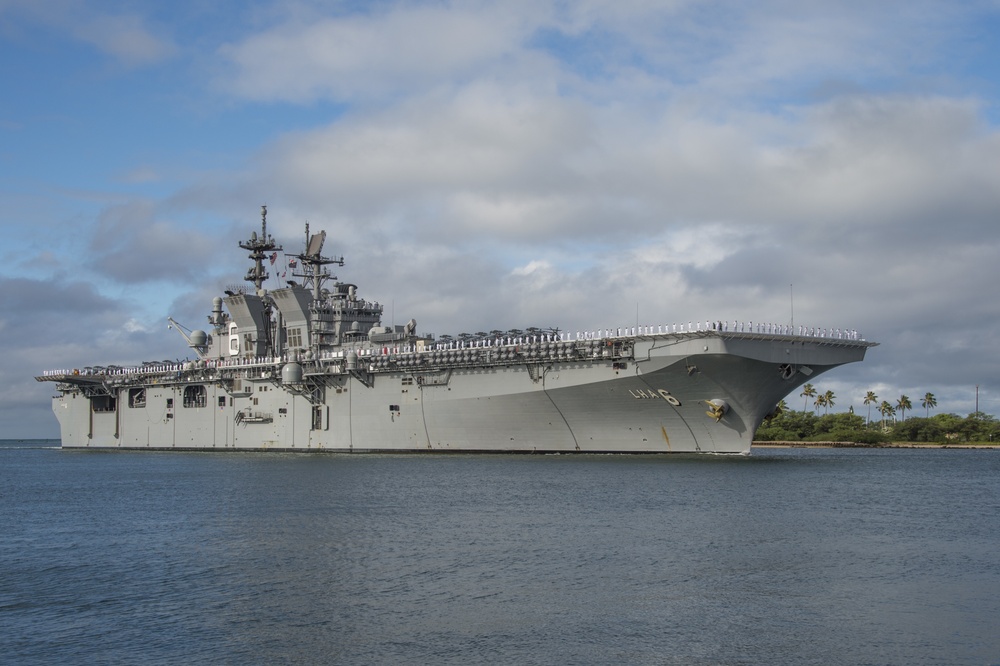 USS America (LHA 6) arrives at Joint Base Pearl Harbor-Hickam during RIMPAC 2016