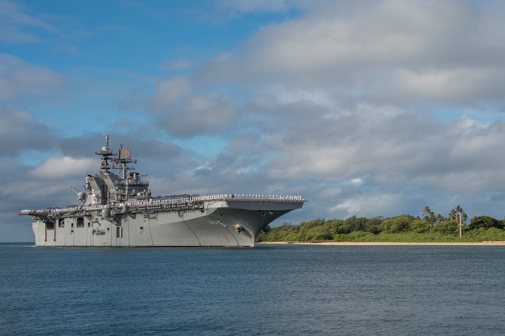 USS America (LHA 6) arrives at Joint Base Pearl Harbor-Hickam during RIMPAC 2016