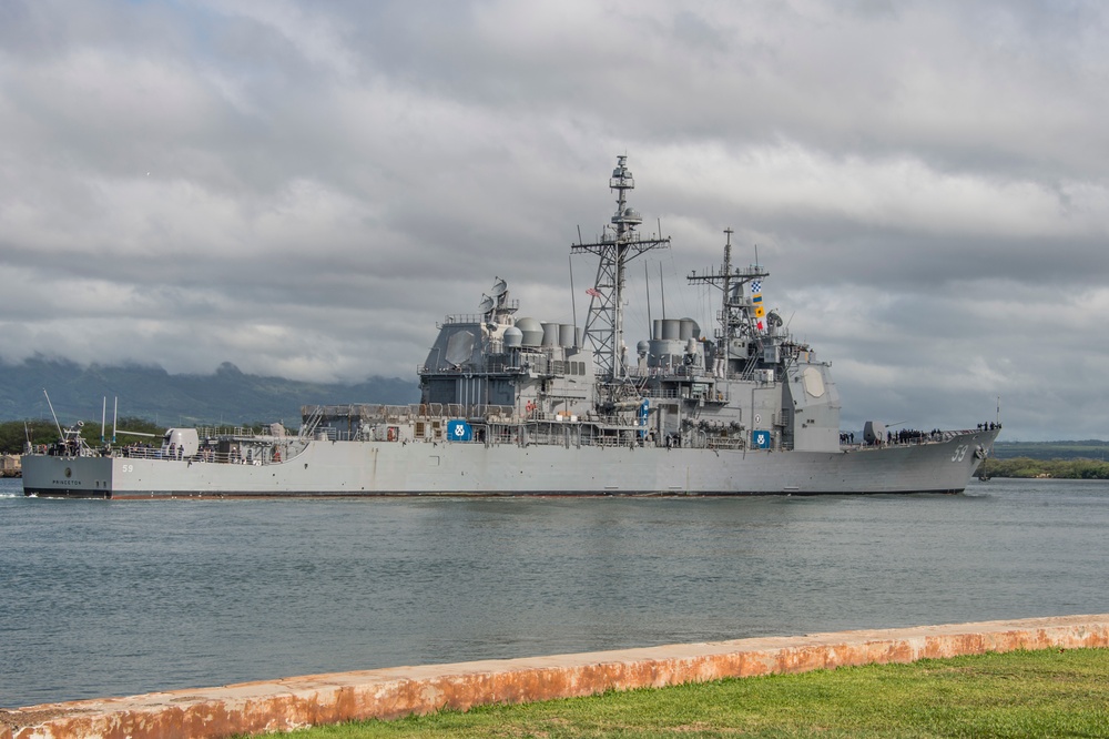 Guided-Missile Cruiser USS Princeton (CG 59) Arrives at Joint Base Pearl Harbor-Hickam During RIMPAC