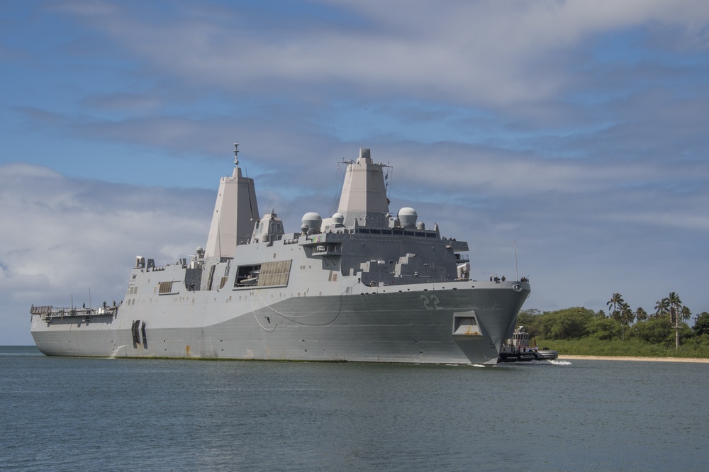 Amphibious Transport Dock Ship USS San Diego (LPD 22) Arrives at Joint Base Pearl Harbor-Hickam During RIMPAC