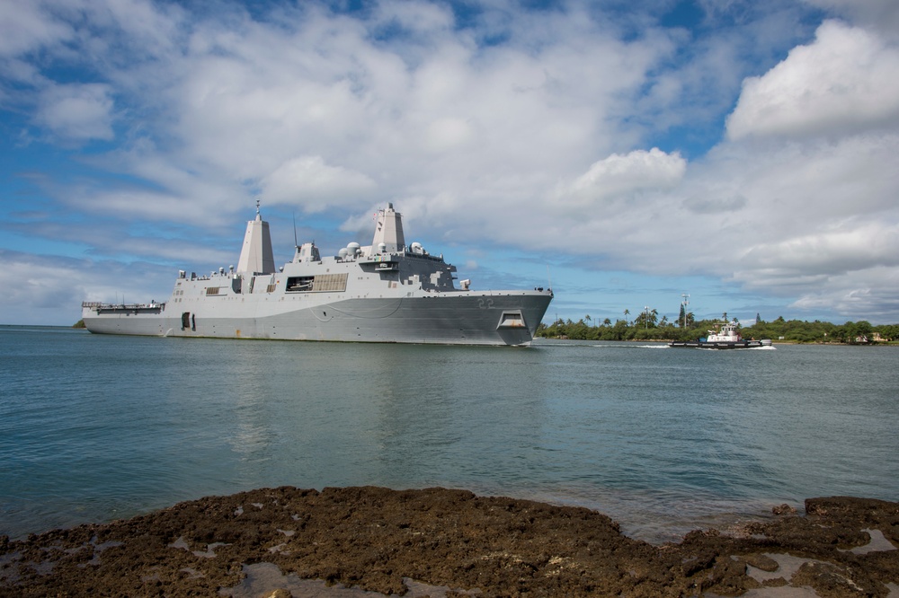 Amphibious Transport Dock Ship USS San Diego (LPD 22) Arrives at Joint Base Pearl Harbor-Hickam During RIMPAC