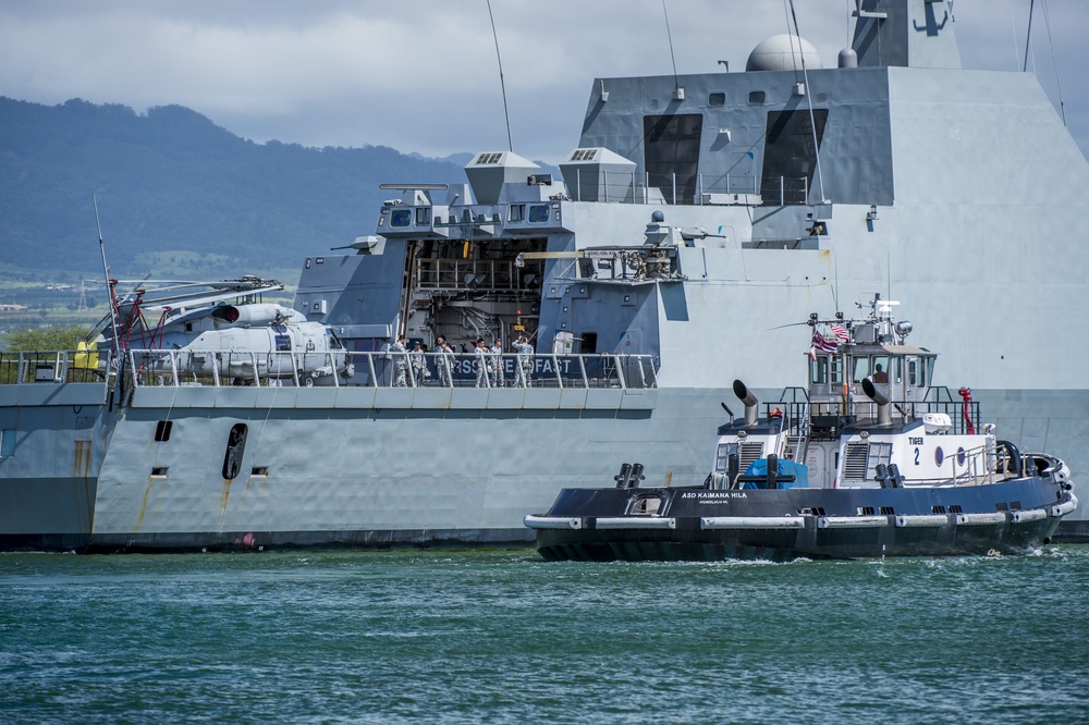 Republic of Singapore Navy (RSN) Formidable-Class Guided-Missile Frigate RSS Steadfast (70) Returns to Pearl Harbor from at-sea phase of RIMPAC 16