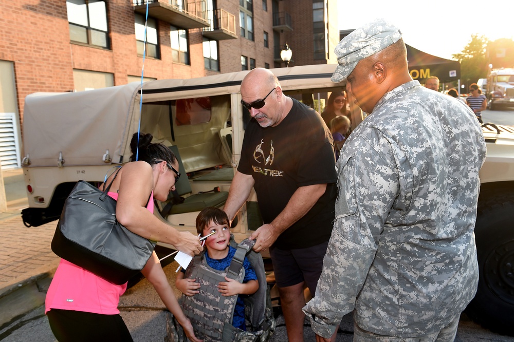 Local citizens meet Army Reserve soldiers during National Night Out