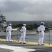USS America Mans the Rails while pulling into Hawaii