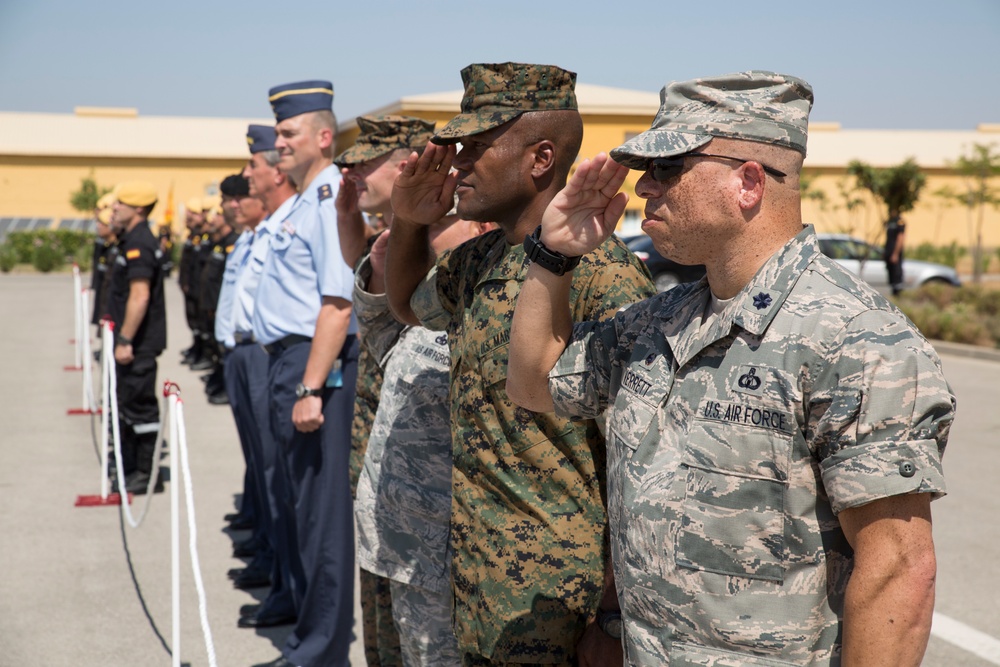 U.S. Marines participate in Spanish memorial parade