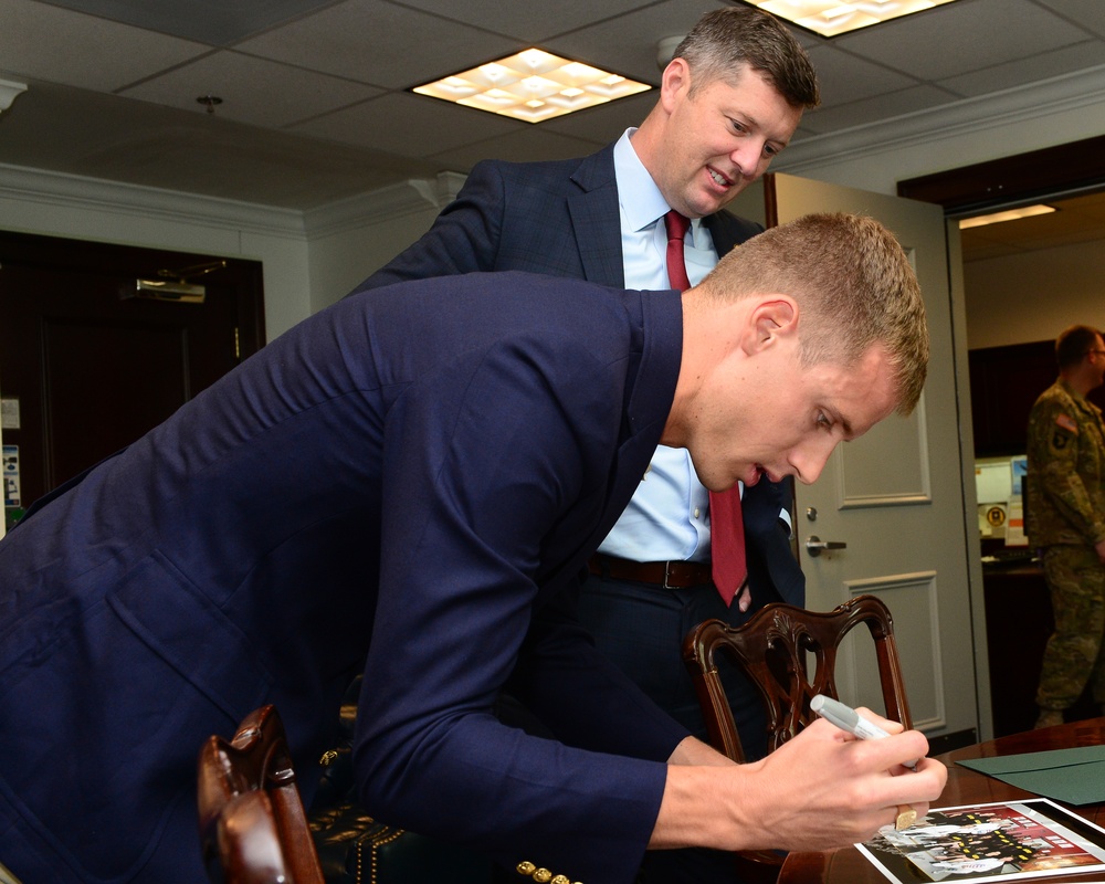 The Under Secretary of the Army Patrick Murphy hosts office call with Olympian