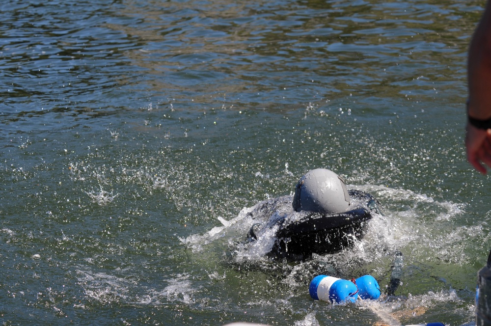 Kingsley Field members participate in water survival training at Lake of the Woods, Ore.