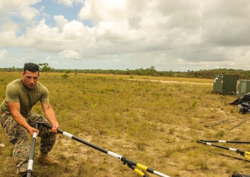 Engineer detachment with SPMAGTF-SC sets up command operations center