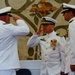 Outbound USS Topeka CO exchanges salute with COMSUBRON 15 during the change of command ceremony