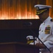 New USS Topeka CO addresses his crew for the first time during the change of command ceremony