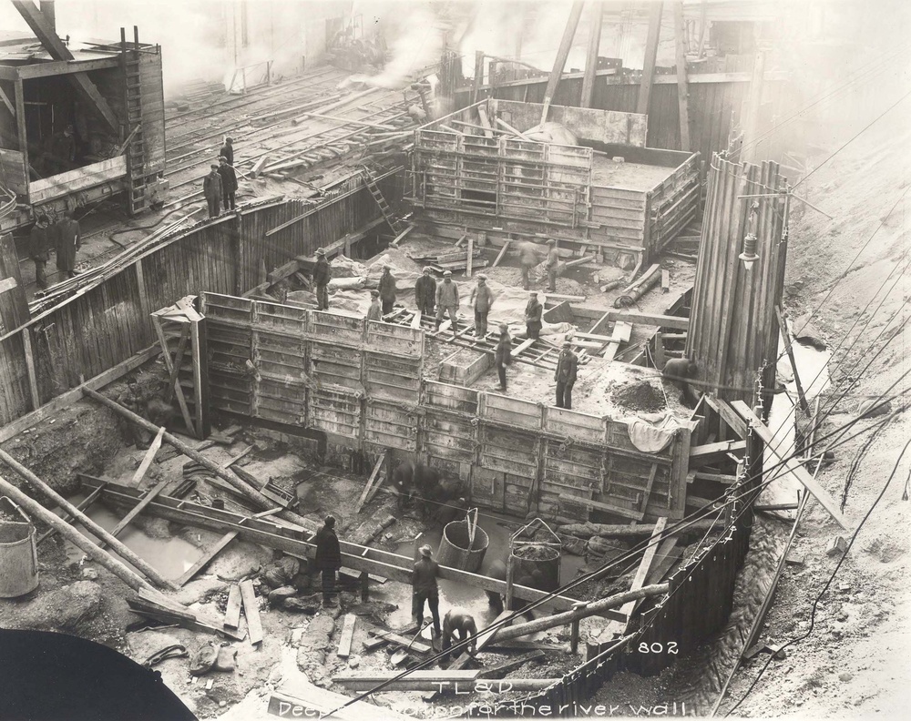 Troy Lock and Dam being constructed a century ago.