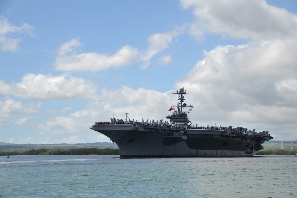 Nimitz-Class Aircraft Carrier USS John C. Stennis Departs Joint Base Pearl Harbor-Hickam Following the Conclusion of RIMPAC 2016