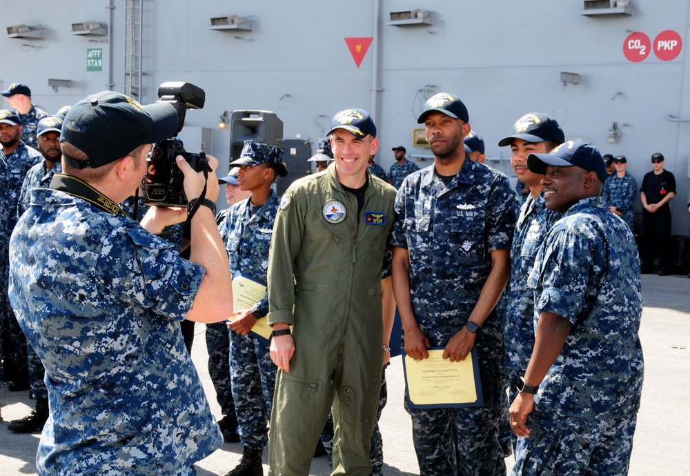 aboard the aircraft carrier USS George H.W. Bush (CVN 77). GHWB recently started a training and qualification cycle in preparation for a 2017 deployment.