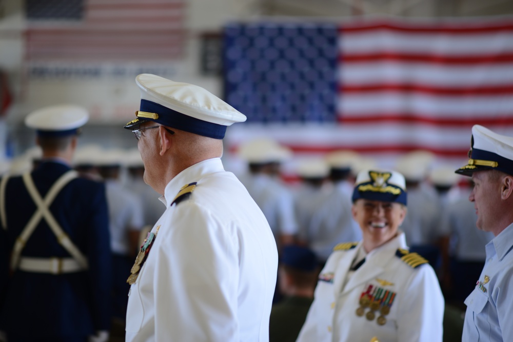 Capt. Douglas E. Nash conducts a personnel inspection during a change of command ceremony