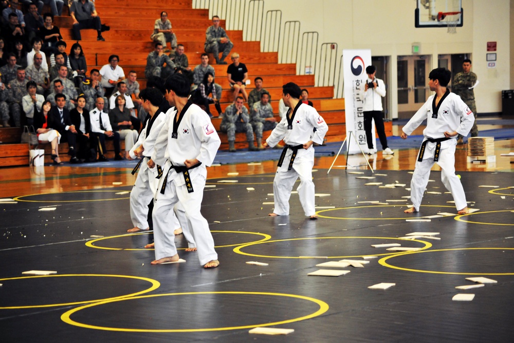 Taekwondo demonstration team performs at Presidio